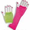 Neon Fishnet Fingerless Gloves